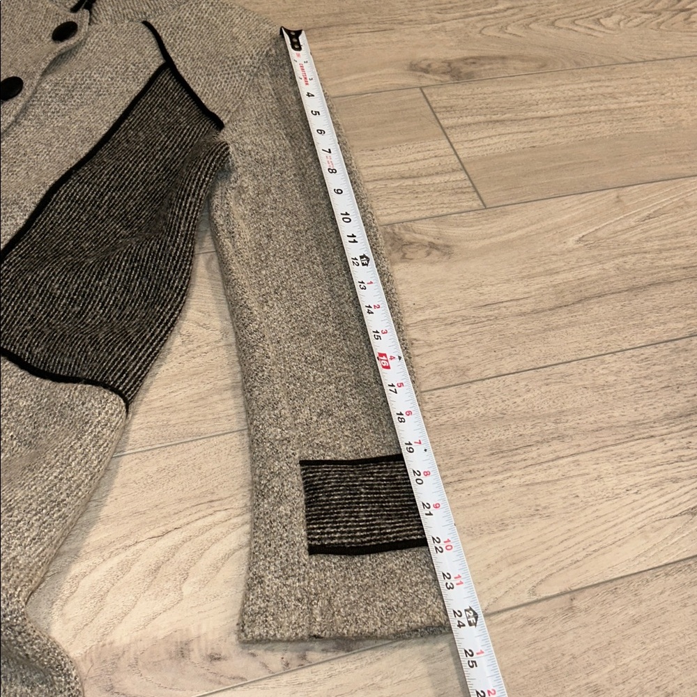 Vintage Toro Boiled Wool Blend A-Line Car Coat Grey Black Trim Size M - Picture 11 of 12